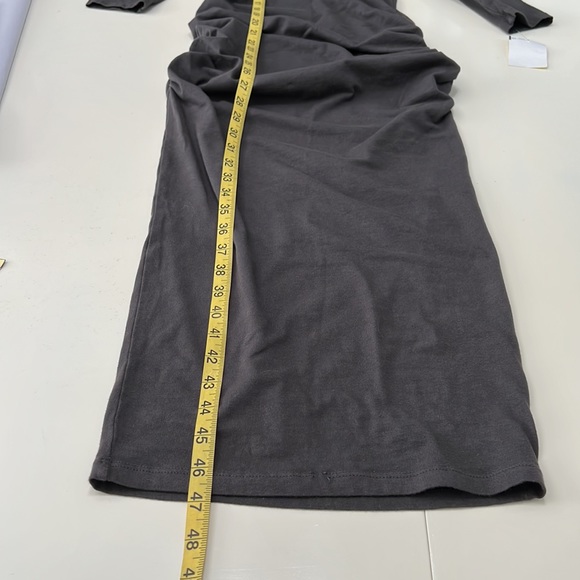 New! Michael Stars Ruched Cold Shoulder MIDI Dress Gray/Silver Size XS - Picture 9 of 10